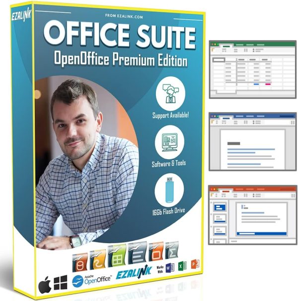 EZALINK Office Suite 2022 Premium Word Excel PowerPoint and 16GB USB-0