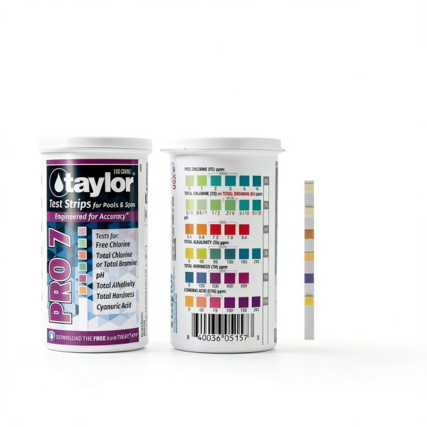 Taylor S-1452, 7-in-1 Pool and Spa Test Strips for Free Chlorine, Total Bromine/Chlorine, pH, Total Alkalinity, Total Hardness & Cyanuric Acid, 100 Water Test Strips | Made in The USA-1