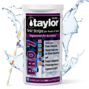 Taylor S-1452, 7-in-1 Pool and Spa Test Strips for Free Chlorine, Total Bromine/Chlorine, pH, Total Alkalinity, Total Hardness & Cyanuric Acid, 100 Water Test Strips | Made in The USA-0