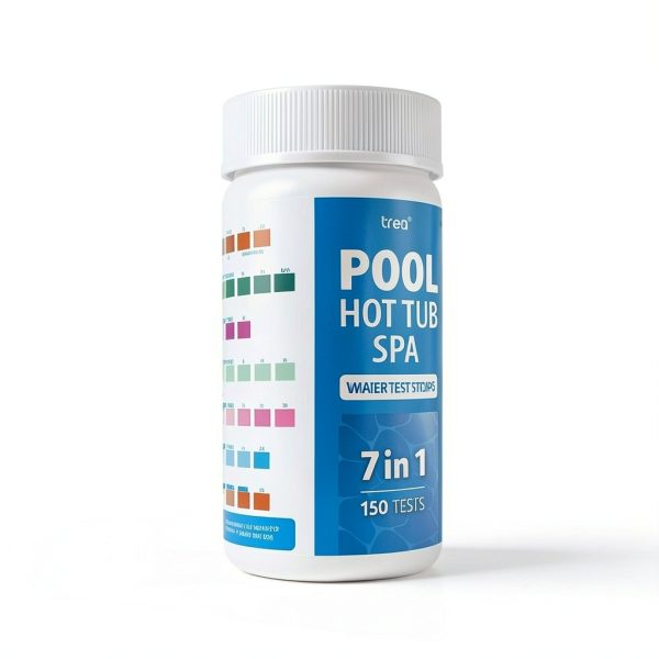 Swimming Pool and SPA Test Strips,Hot Tub Test Strips 7 in 1-150 Accurate Tests for pH, Hardness, Total Chlorine, Total Alkalinity, Cyanuric Acid and Bromine-1