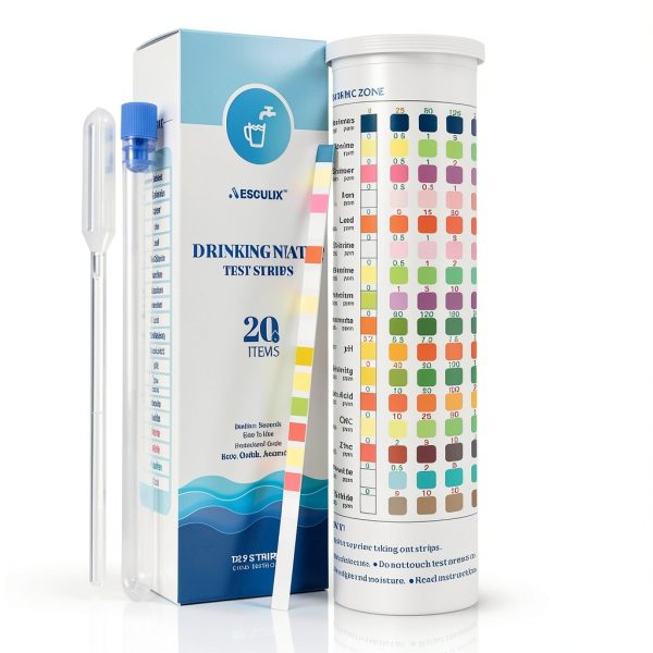 20 in 1 Water Tester AESCULIX Drinking Water Test Kit with 123 Strips-0